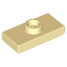 LEGO 15573 Tan Plate, Modified 1 x 2 with 1 Stud with Groove and Bottom Stud Holder (Jumper) (210623)*